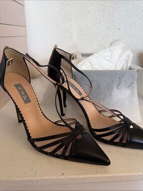 by Sarah Jessica Parker Black Strappy Pointed-Toe Heels